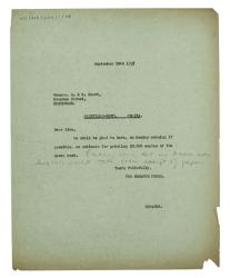 Image of letter from The Hogarth Press to R. & R. Clark (10/09/1937) page1 of 1