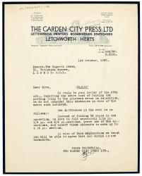 Image of typescript letter from The Garden City Press to The Hogarth Press (01/10/1937) page 1 of 1