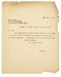 Image of typescript letter from The Hogarth Press to Curtis Brown Ltd (26/06/1933) page 1 of 1