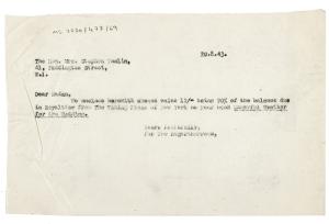 Image of typescript letter from The Hogarth Press to Julia Strachey (20/08/1943) page 1 of 1