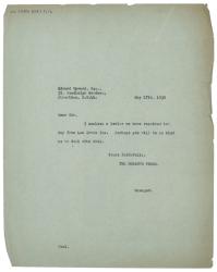 Image of typescript letter from The Hogarth Press to Edward Upward (17/05/1938) page 1 of 1