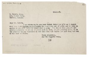 Image of typescript letter from Barbara Hepworth to Edward Upward (11/12/1945) page 1 of 2