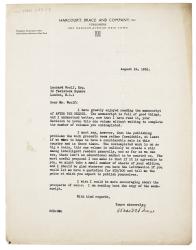 Image of typescript letter from Donald Brace to Leonard Woolf (19/08/1931) page 1 of 1