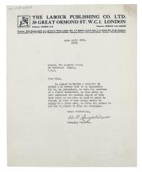 Image of typescript letter from The Labour Publishing Co. Ltd. to Leonard Woolf (30/04/1926) page 1 of 1