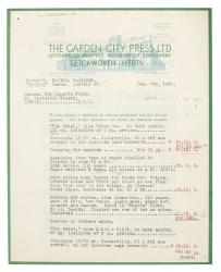 Image of typescript letter from The Garden City Press to The Hogarth Press (07/12/1938) page 1 of 4