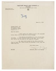 Image of typescript letter from Harcourt, Brace and Company, Inc. to the Hogarth Press (21/03/1939) page 1 of 1