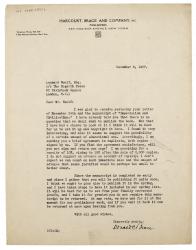 Image of typescript letter from Donald Brace to Leonard Woolf (8/12/1927) page 1 of 1