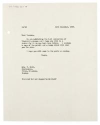 Image of typescript letter from Leonard Woolf to Vanessa Bell (13/12/1949) page 1 of 1