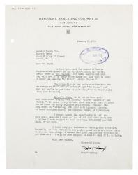 Image of typescript letter from Robert Giroux to Leonard Woolf (06/01/1950) page 1 of 1