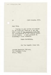 Image of letter from Aline Burch to Arnoldo Mondatori Editore (23/01/1950) page 1 of 1