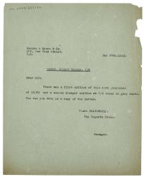 Image of typescript letter from The Hogarth Press to Myers & Co (20/12/1933) page 1 of 1