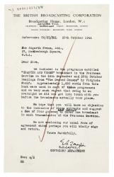 Letter from The British Broadcasting Corporation to Hogarth Press (28 Oct 1946) 