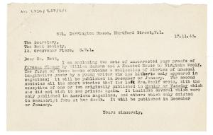 Image of typescript letter from John Lehmann to The Book Society (17/11/1943) page 1 of 1