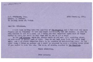 Image of typescript letter from John Lehmann to R. P. Friedmann (20/02/1941) page 1 of 1