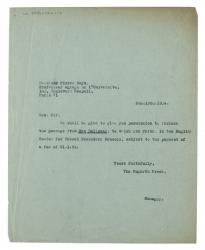 Image of typescript letter from The Hogarth Press to Pierre Sayn (19/01/1934) page 1 of 1