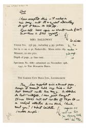 Image of specimen page from Mrs Dalloway with handwritten notes by Leonard Woolf and John Lehmann (19/11/1941) image 1 of 2