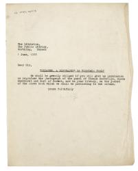 Image of typescript letter from Leonard Woolf to The Sussex Public Library (01/06/1928) page 1 of 1