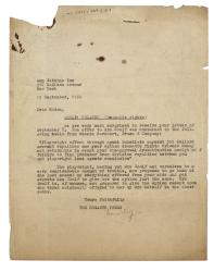 Image of typescript letter from Leonard Woolf to Ann Watkins Inc (19/09/1930) page 1 of 1