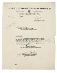 Image of a Letter from The British Broadcasting Corporation (BBC) to Virginia Woolf (01/12/1931)