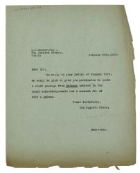 Image of typescript letter from Winifred Perkins to University College London (UCL) (26/01/1937) page 1 of 1