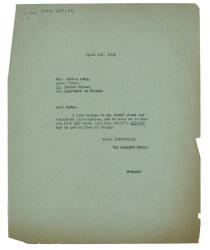 Image of typescript letter from The Hogarth Press to Adrian Bury (01/04/1938) page 1 of 1