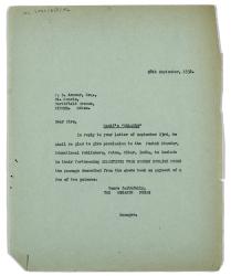 Image of typescript letter from The Hogarth Press to J. S. Armour (28/09/1938) page 1 of 1