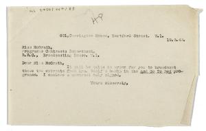 Image of typescript letter from John Lehmann to The British Broadcasting Corporation (BBC) (19/03/1943) page 1 of 1