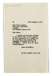 Image of typescript letter from Aline Burch to Argosy (10/12/1947) [