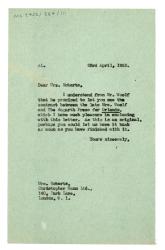 etter Image of typescript letter from Alicia Lynn to Christopher Mann Management Ltd (23/04/1952) page 1 of 1