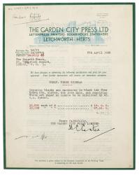Image of typescript letter from the Garden City Press Ltd. to the Hogarth Press (05/04/1938) page 1 of 2