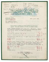 Typescript letter from the Garden City Press Ltd. to the Hogarth Press (12/04/1938) page 1 of 2
