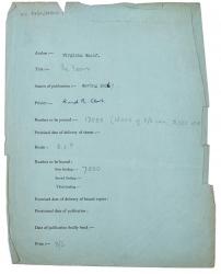 Image of typescript document showing printing and binding information relating to The Years c 1936 page 1 of 1
