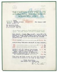 Image of typescript letter from The Garden City Press to The Hogarth Press (05/01/1937) [2]  page 1 of 2