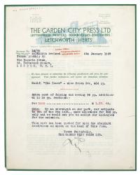 Image of typescript letter from The Garden City Press to The Hogarth Press (06/01/1937 page 1 of 2