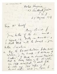 Image of handwritten letter from G. S. Dutt to Leonard Woolf (27/08/1929) page 1 of 4