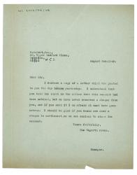 Image of typescript letter from The Hogarth Press to G. S. Dutt (02/08/1935) page 1 of 1