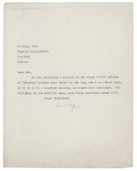 Image of typescript letter from Leonard Woolf to R. H. W. Tullloh (20/07/1924) page 1 of 1