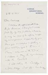 Image of handwritten letter from E. M. Forster to Leonard Woolf (28/02/1925)  page 1 of 2