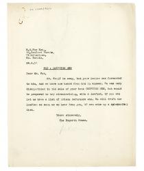 Image of typescript letter from John F. Lehmann to R. M. Fox (24/04/1931) page 1 of 1