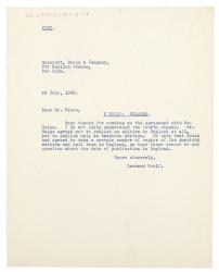 Image of typed letter from Leonard Woolf to Donald Brace (28/07/1928) page 1 of 1