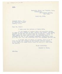 Image of typescript letter from Donald Brace to Leonard Woolf (23/03/1931) page 1 of 1