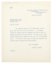 Image of typescript letter from Donald Brace to Leonard Woolf (26/08/1931) page of 1