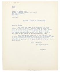 Image of typescript letter from The Hogarth Press to Donald Brace (18/03/1932) page 1 of 1