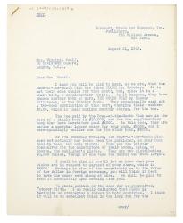 Image of typescript letter from Donald Brace to Virginia Woolf (21/08/1933) page 1 of 2 