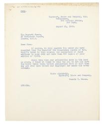 Image of typescript letter from Donald Brace to The Hogarth Press (21/08/1933) page 1 of 1