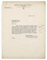 Image of typescript letter from Donald Brace to The Hogarth Press (09/03/1936) page 1 of 1