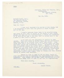 Image of typescript letter from Donald Brace to Leonard Woolf (10/05/1938) page 1 of 1