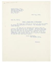 Image of typescript letter from The Hogarth Press Donald Brace (30/05/1940) page 1 of 1