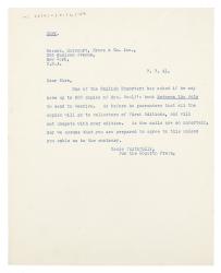 Image of typescript letter from The Hogarth Press to Harcourt, Brace and Company (07/07/1941) page 1 of 1