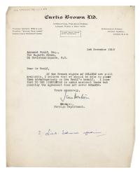 Image of a Letter from Jean Watson at Curtis Brown to Leonard Woolf at The Hogarth Press (03/11/1928)
